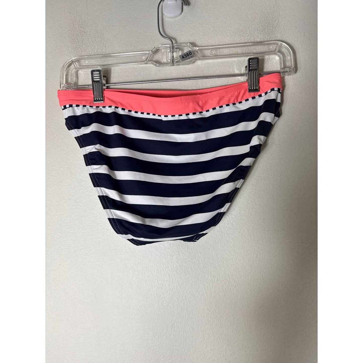 New W Liner Ascana for Venus Navy Striped W/ Coral Trim Bikini Sz 6 Bottoms, 34B