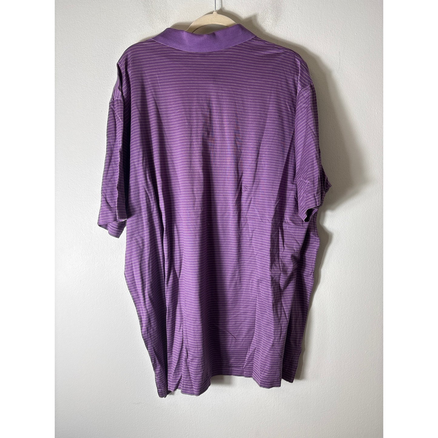 Mens Peter Millar Purple Stripe Short Sleeve Polo Style Shirt Sz XXL