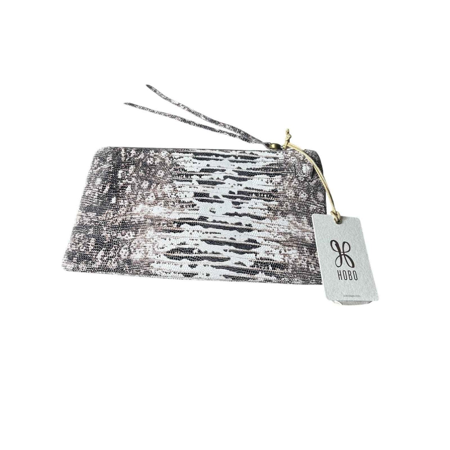 NWT HOBO Brown and White Leather Lizard Print Clutch