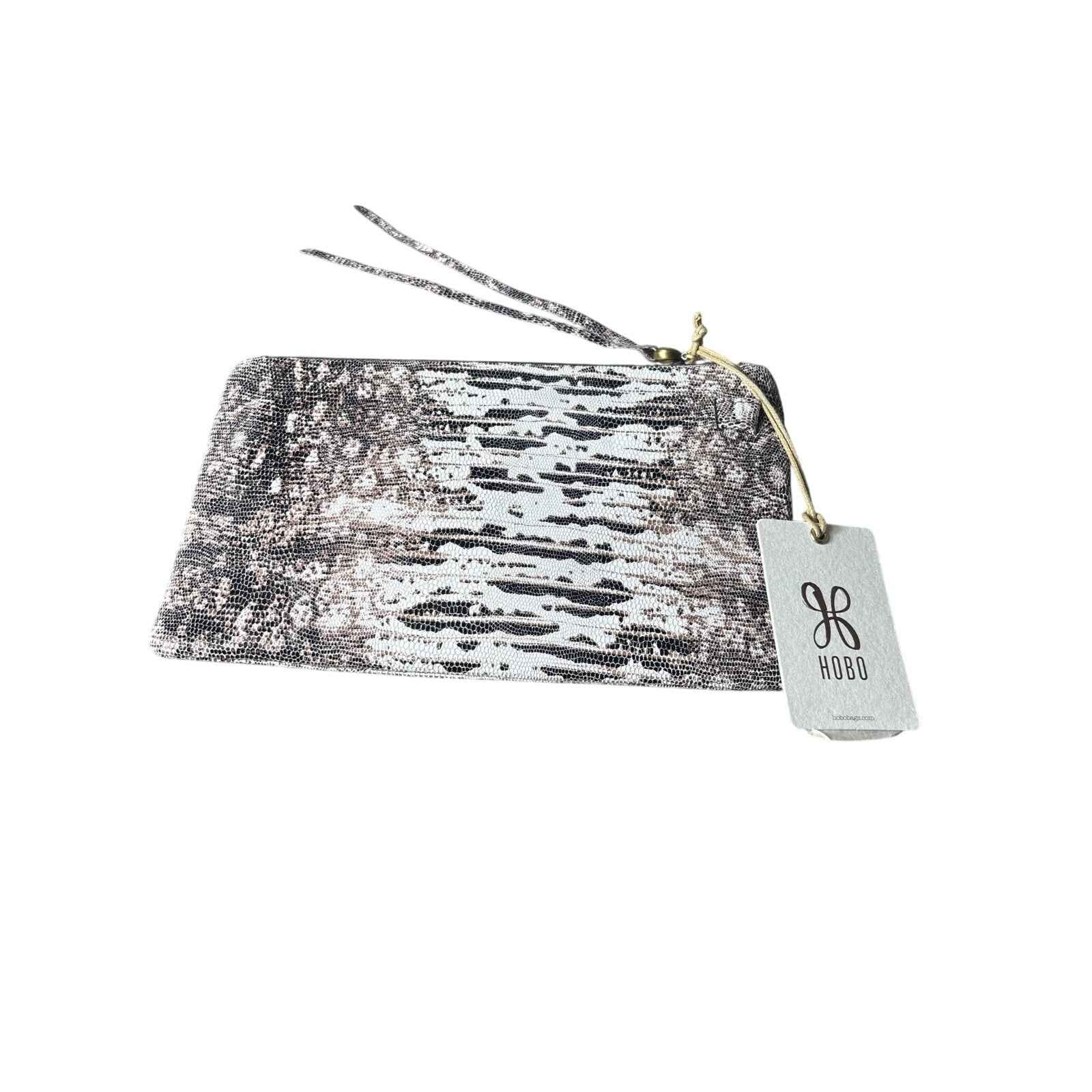 NWT HOBO Brown and White Leather Lizard Print Clutch