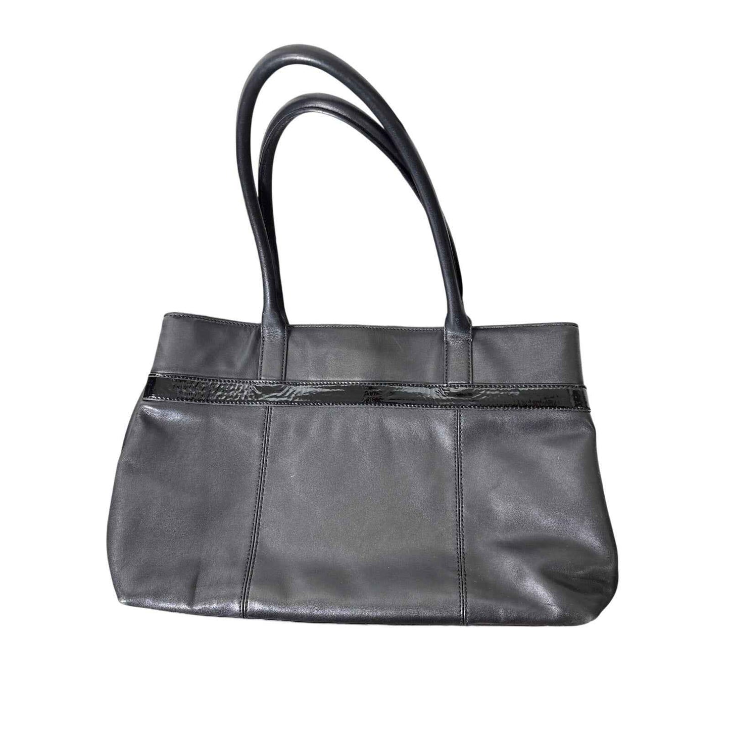 Kate Spade Black Soft Leather With Patent Leather Bow Shoulder Bag 16"x10"