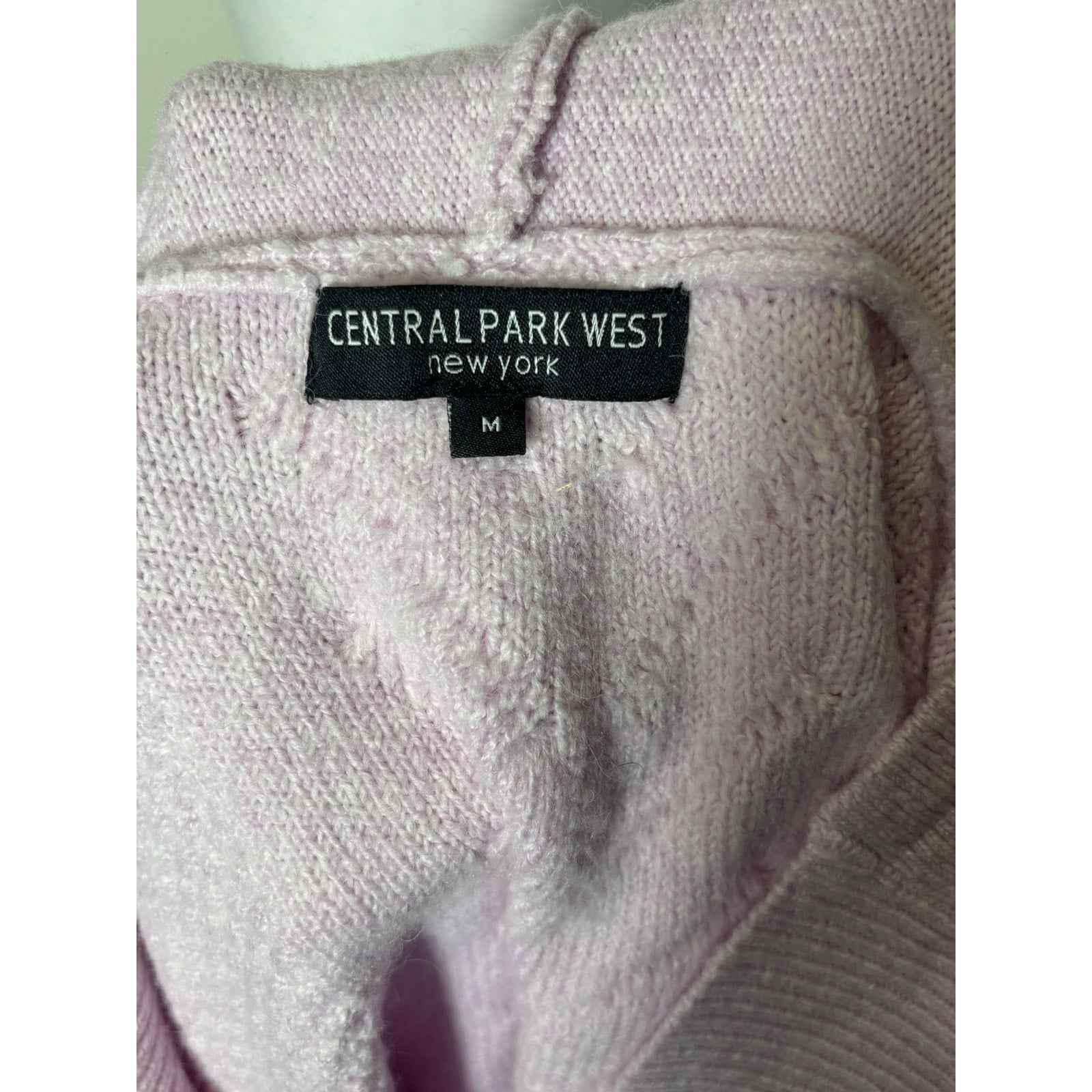 Central Park West Lillac Pullover Cable Sweater Hoodie Sz M