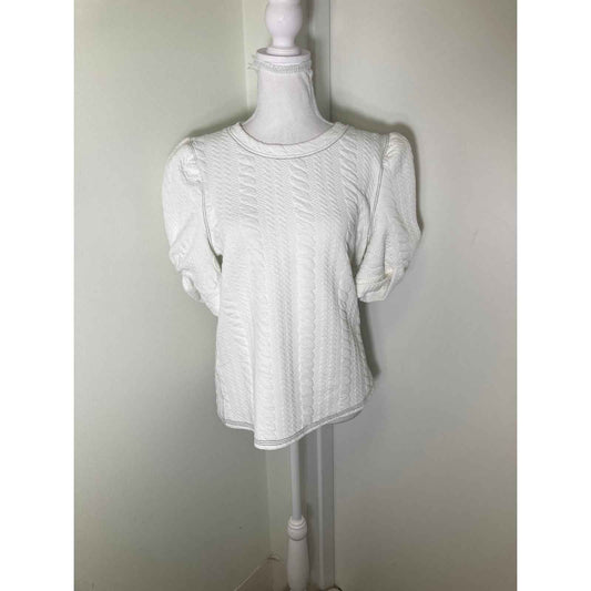 Buru White Cable Textured Top Sz M