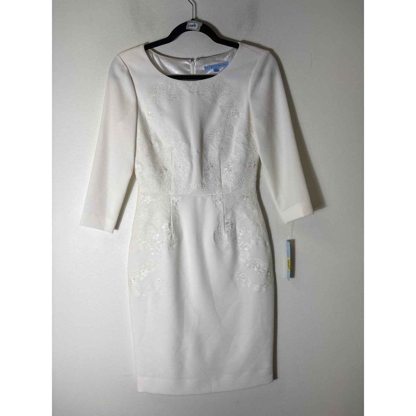 NWT Antonio Melani Off White Long Sleeve Midi Dress Sz 0