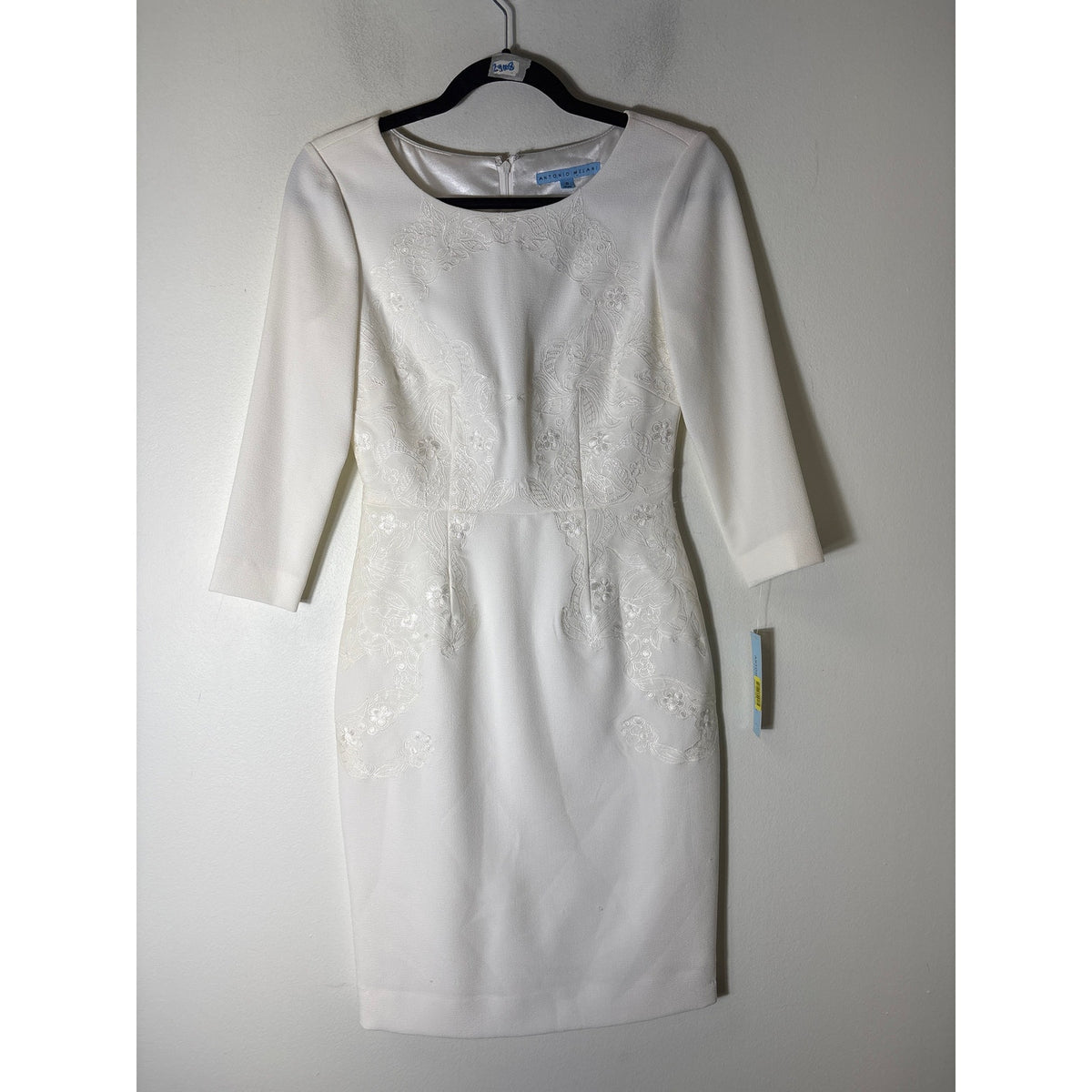 NWT Antonio Melani Off White Long Sleeve Midi Dress Sz 0