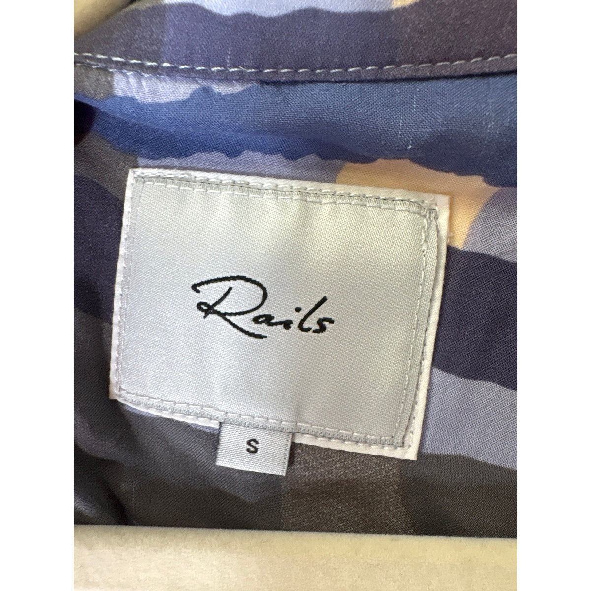 Rails Blue and Pink Button Up Blouse Sz S