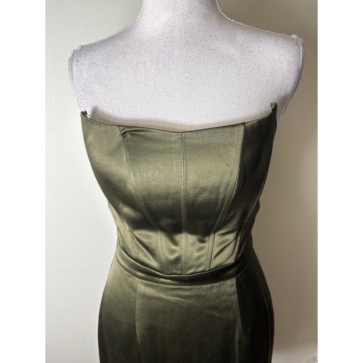 Retrofete Dark Green Strapless Mini Dress Sz S