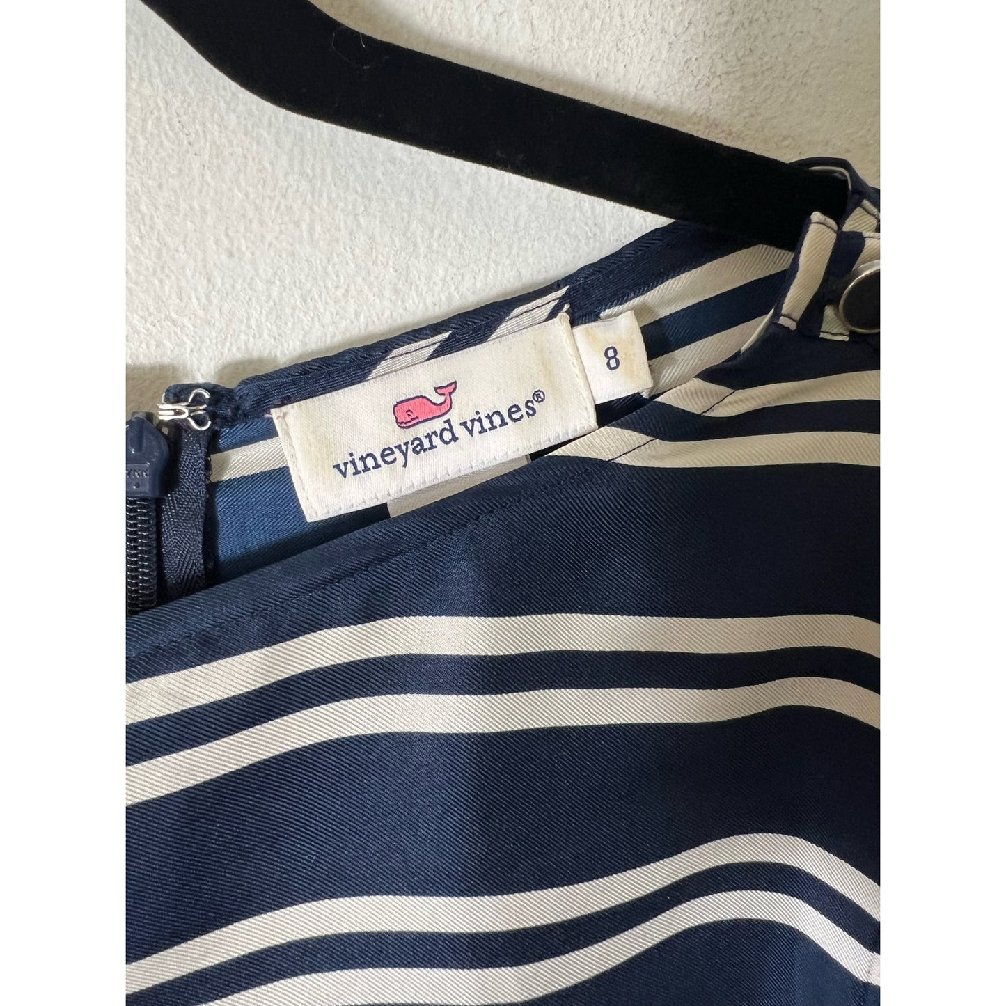 Vineyard Vines Navy Blue White Stripe Long Sleeve Shirt Sz 8
