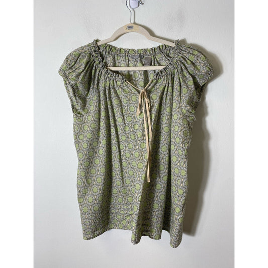 Liz Claiborne Green Cap Sleeve Blouse Sz L