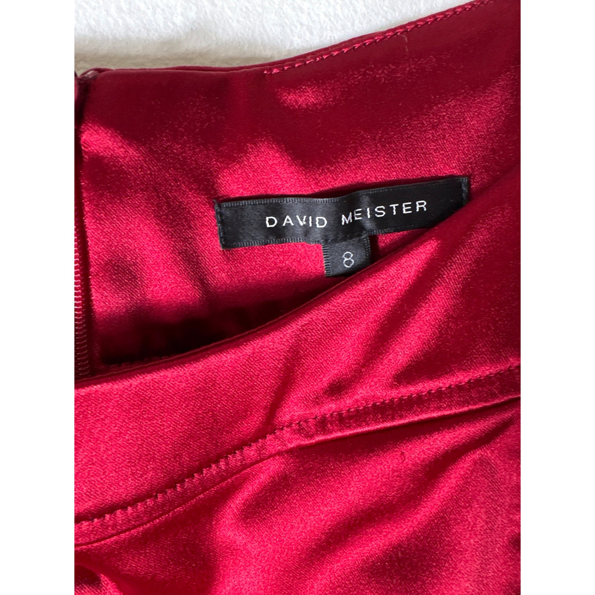 David Meister Rred Satin Midi Cocktail Dress Sz 8