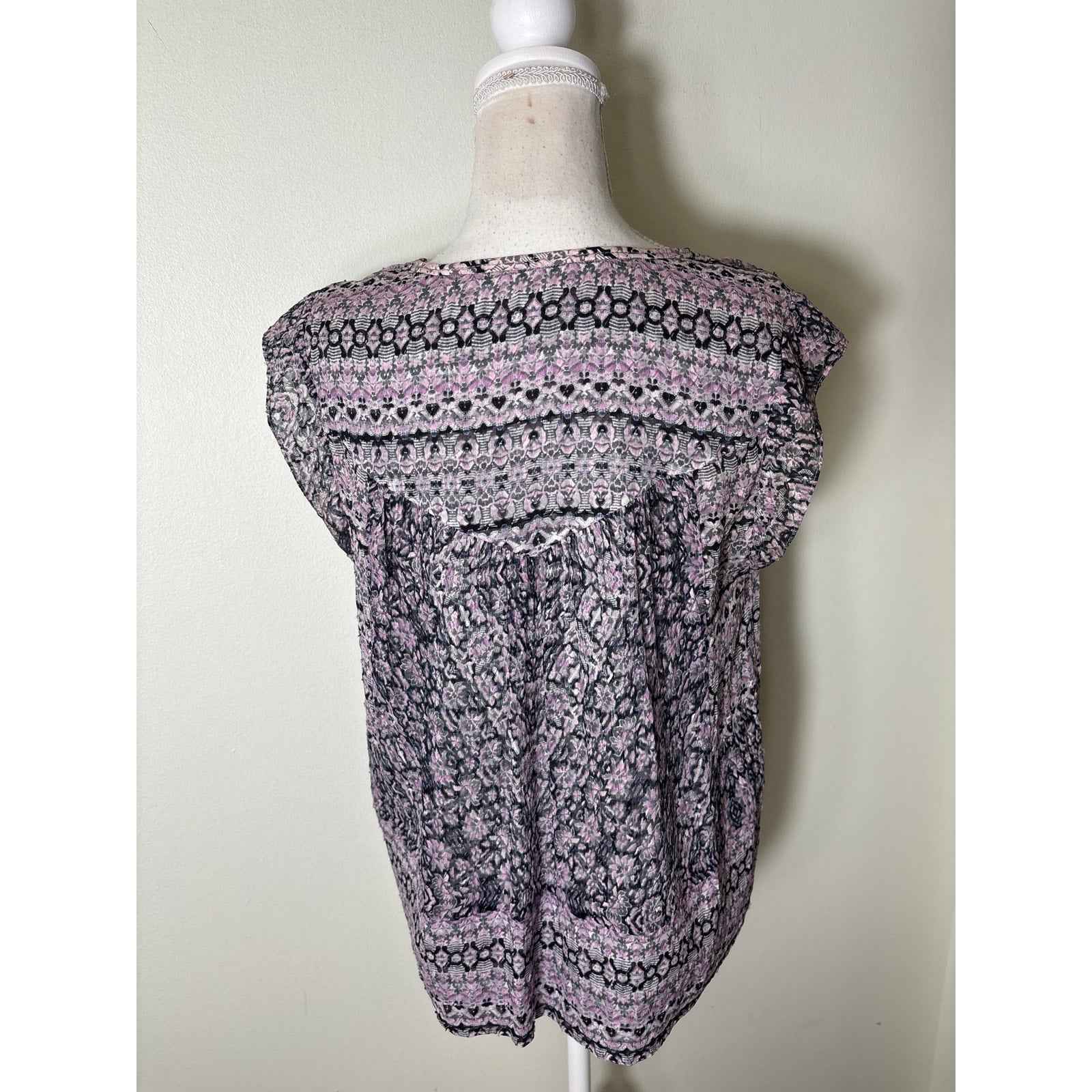 Rebecca Taylor Lavender Cap Sleeve V-Neck Top Sz 2
