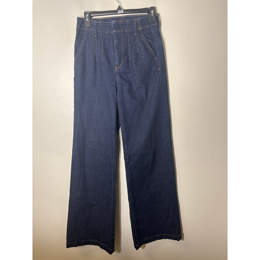Ann Taylor Dark Wash Wide Leg Blue Jeans Sz 0