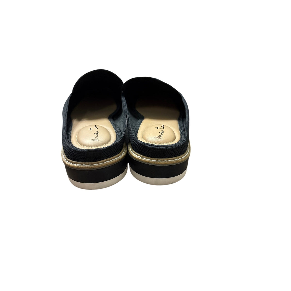 Me Too Black Woven Fabric Slide on Shoes Sz 10