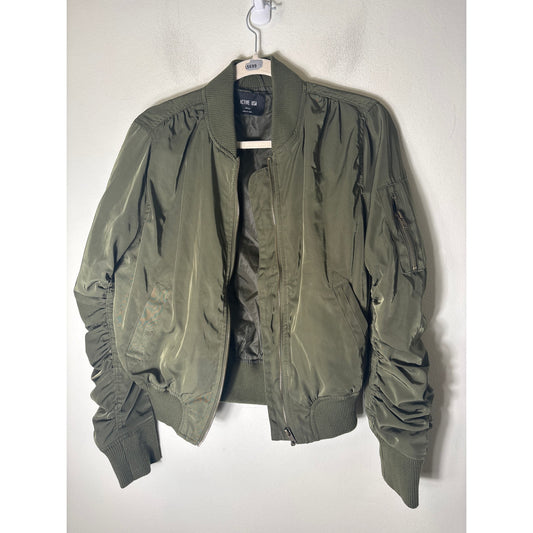 Active USA Army Green Long Sleeve Cropped Jacket Sz S