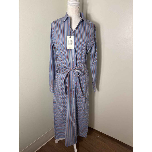 NWT Untuckit Tess Blue Regular Fit Blue and Red Stripe Shirt Dress Sz 6