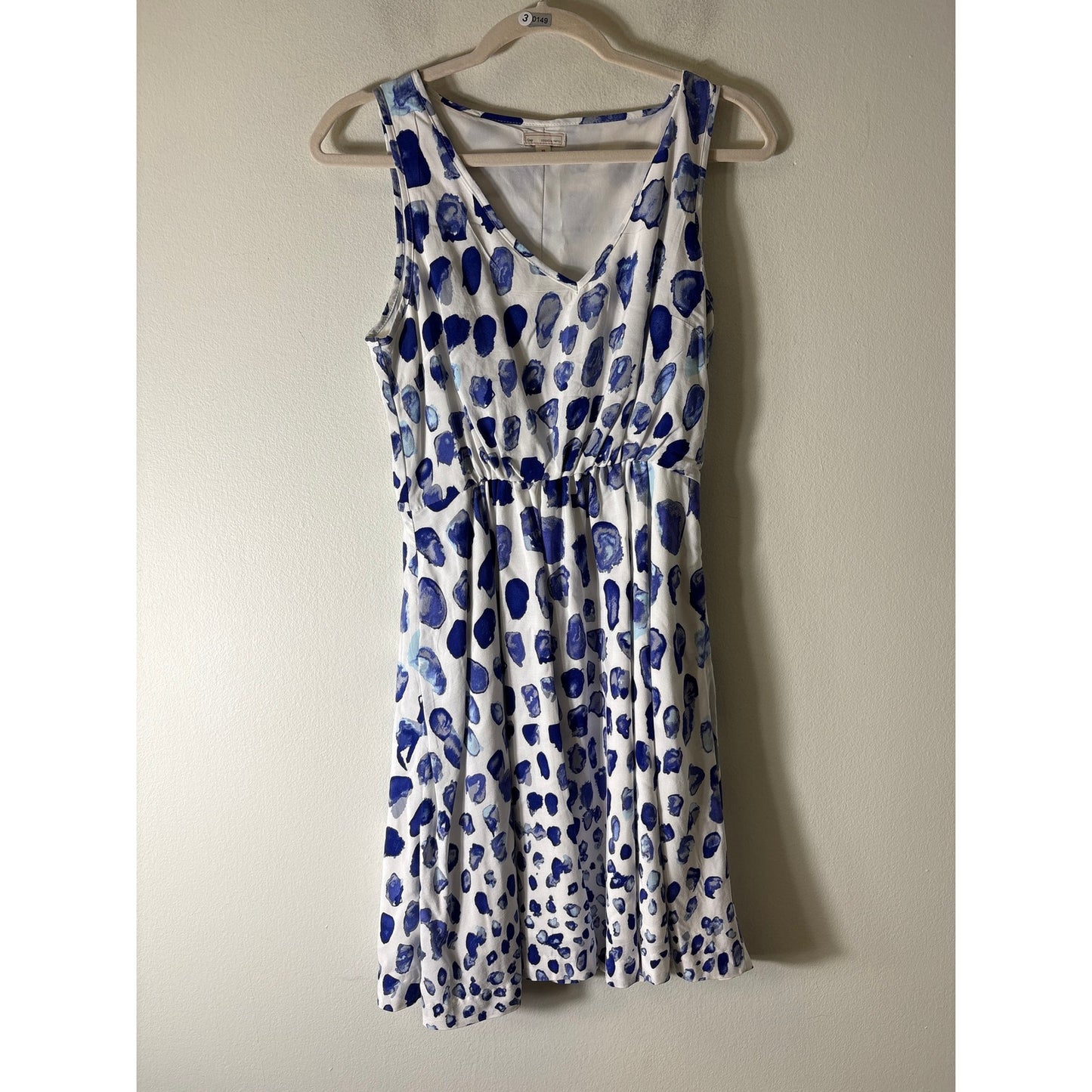 Gap White With Blue Dot Mini Sleeveless Dress Sz XS