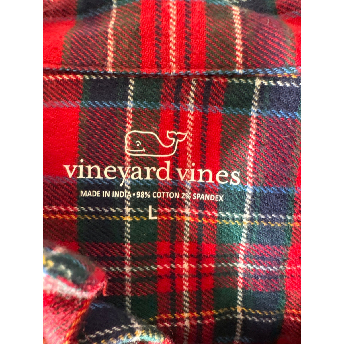 Boys Vineyard Vines Red Tartan Plaid Flannel Shirt Sz L