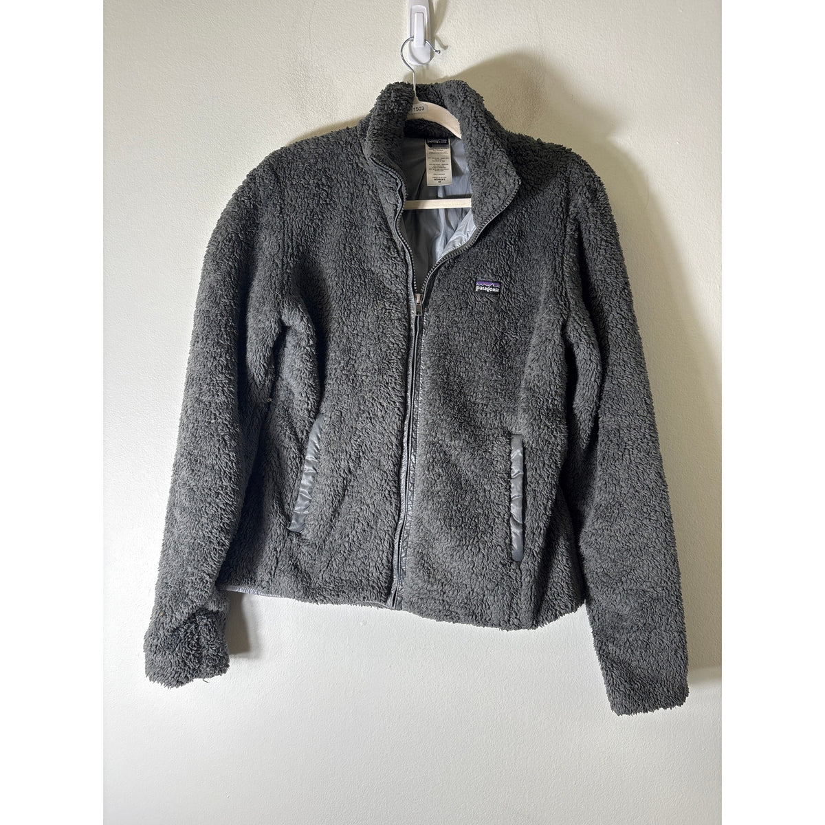Patagonia Dark Gray Long Sleeve Sherpa Zip Front Jacket Sz M