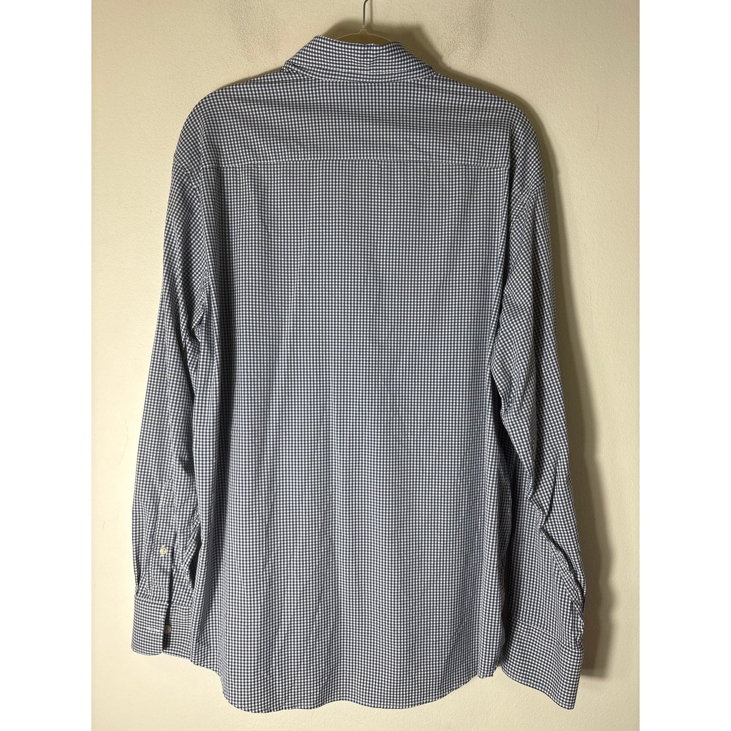 Peter Millar Blue White Check Long sleeve Button Up Shirt Sz XL