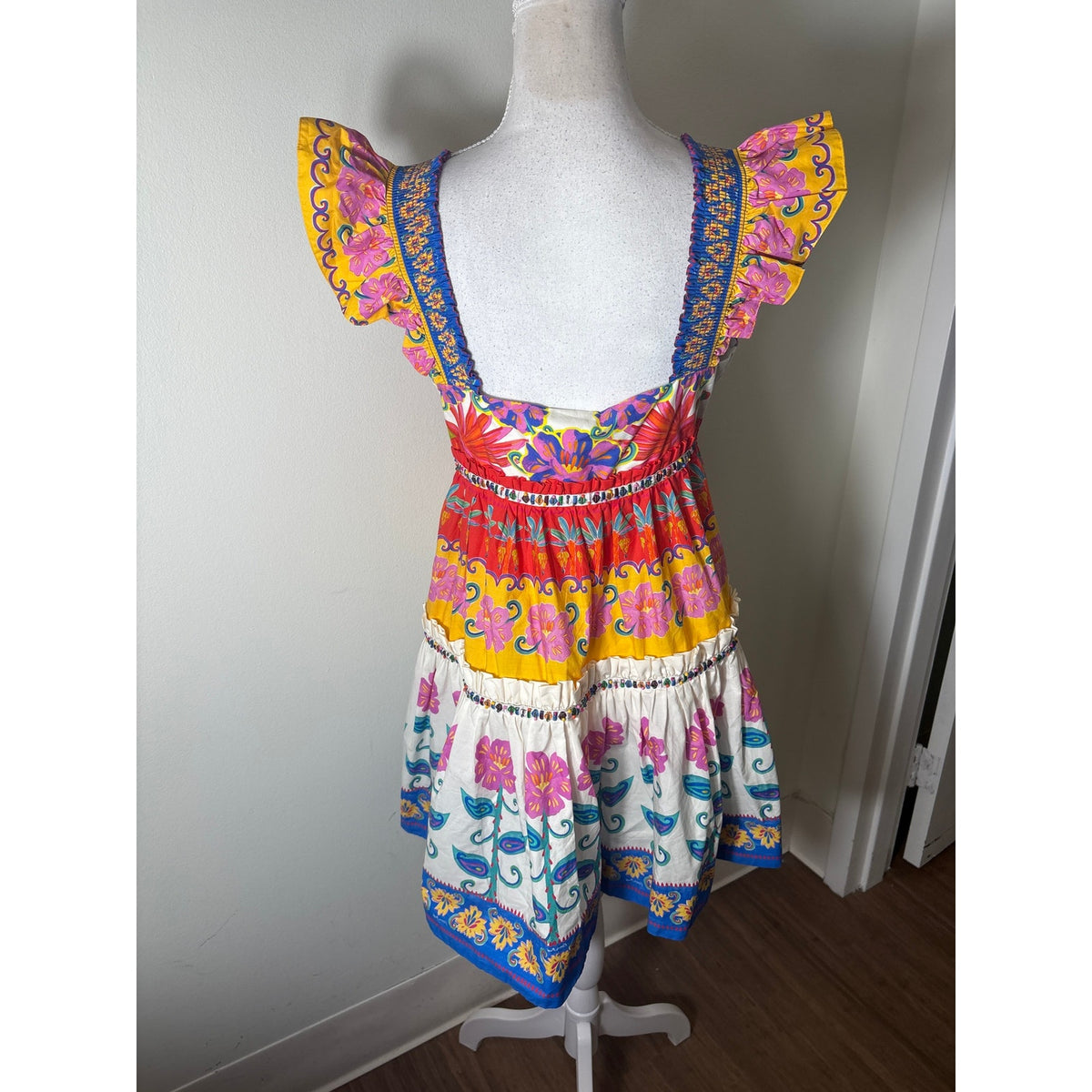 Farm Rio Multicolor Tropical Cotton Sleeveless Mini Dress Sz M