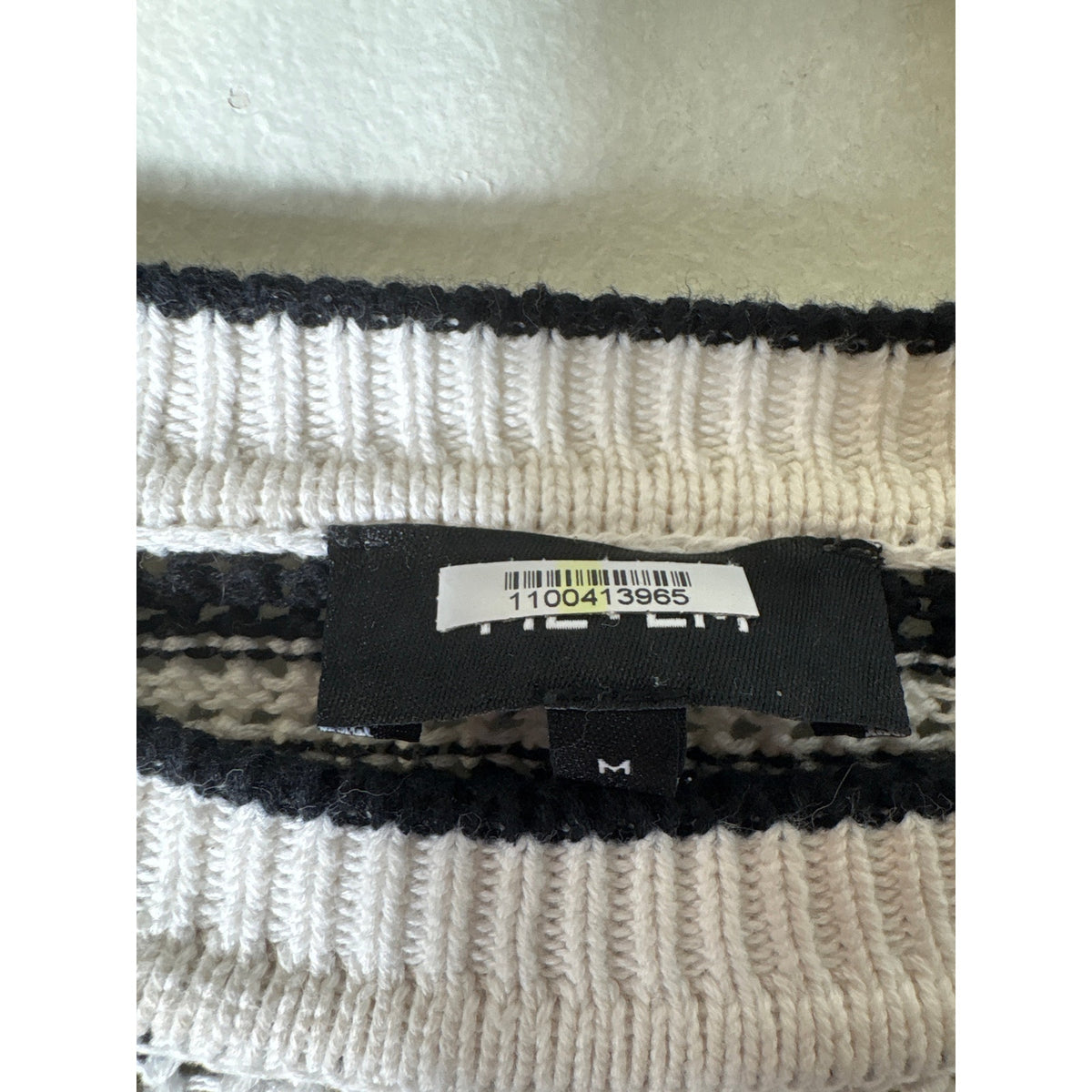 ME+EM Black White Stripe Long Sleeve Cropped Sweater Sz M