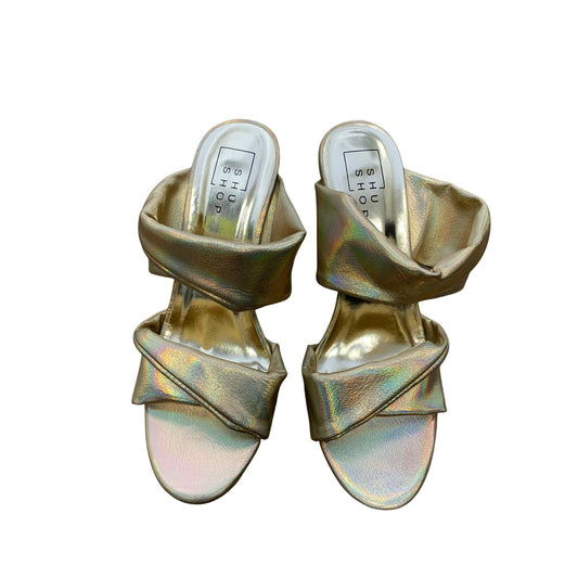 NWOB Womens Shu Shop Gold Heels Sz 6.5