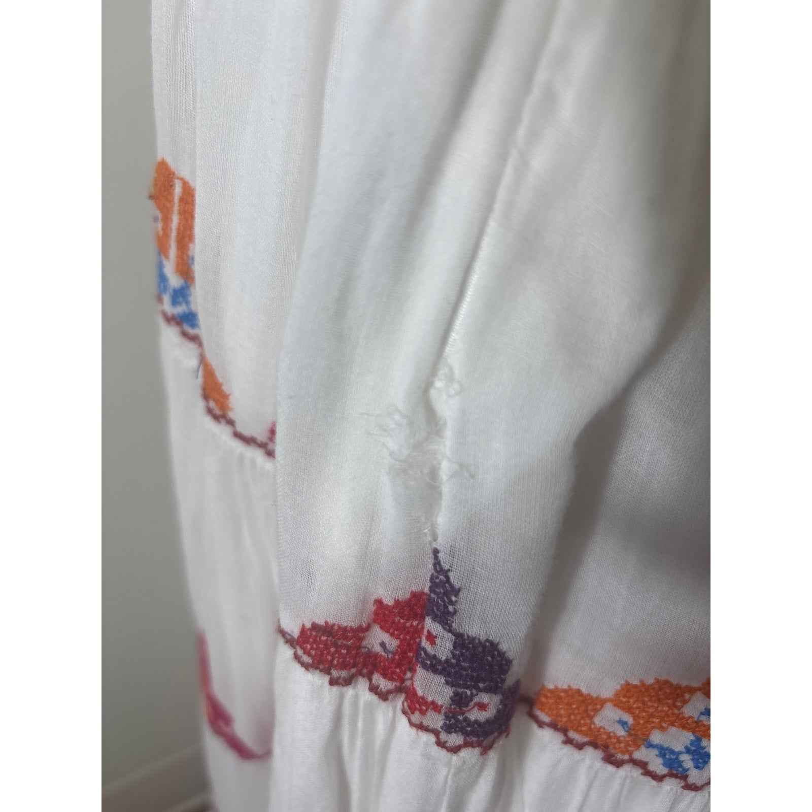 Carolina K. Crisp White Cotton Embroidered Maxi Dress Sz XS