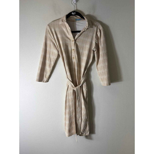 J. McLaughlin Gold White Long Sleeve Knee Length Sheath Dress Sz XS