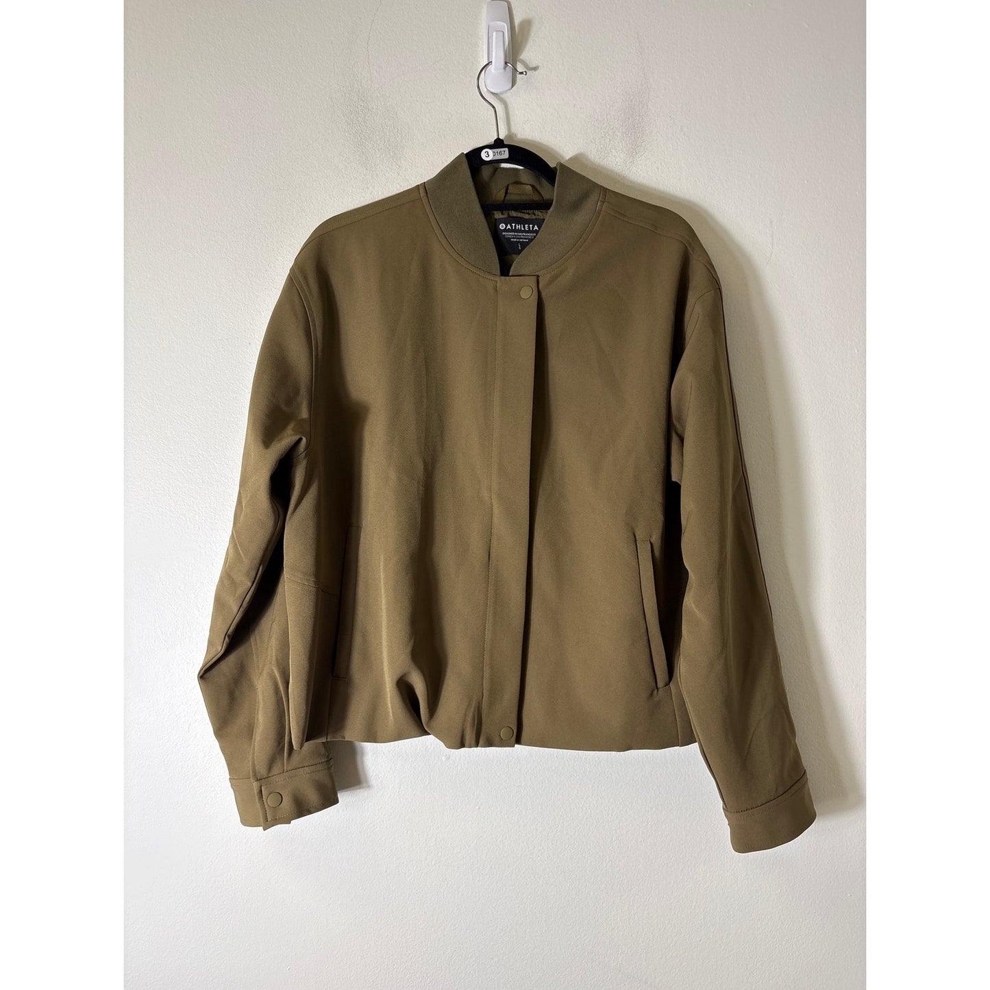 Athleta Army Green Long Sleeve Zip Up Jacket Sz L