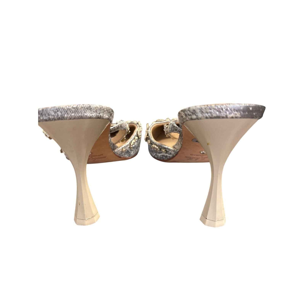 Nicole Bathie x Antonio Melani Pointed Silver Heels Sz 8