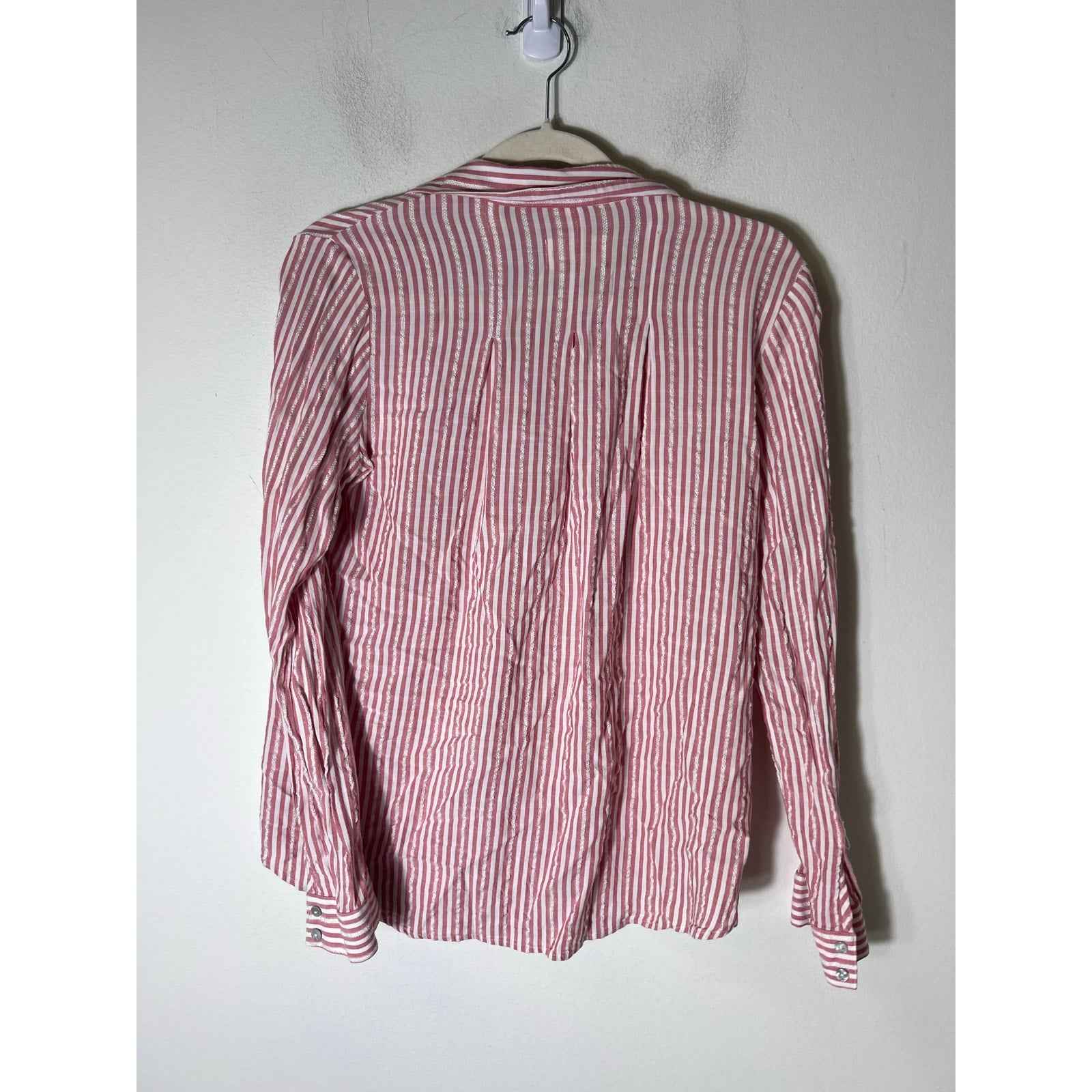 Universal Thread Red White Stripe Long Sleeve Button Up Shirt Sz S