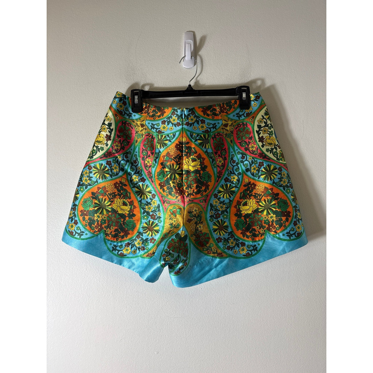 Alemais Teal Floral Lace Up Shorts Sz 8