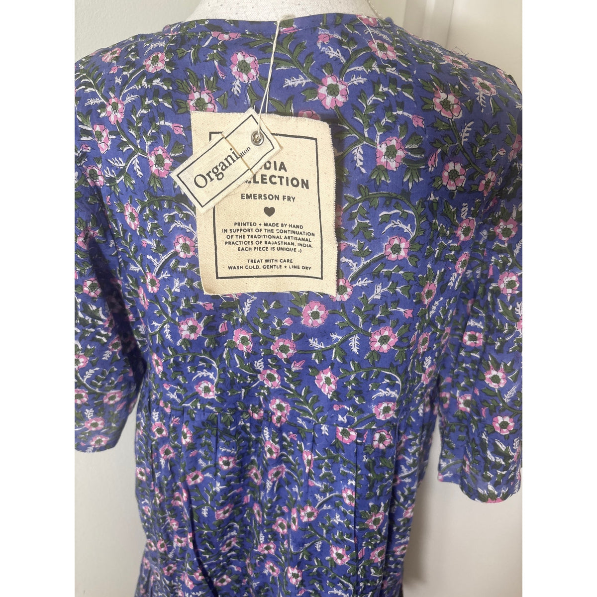 NWT India Collection by Emerson Fry Purple & Pink Floral Baby Doll Dress Sz M/L