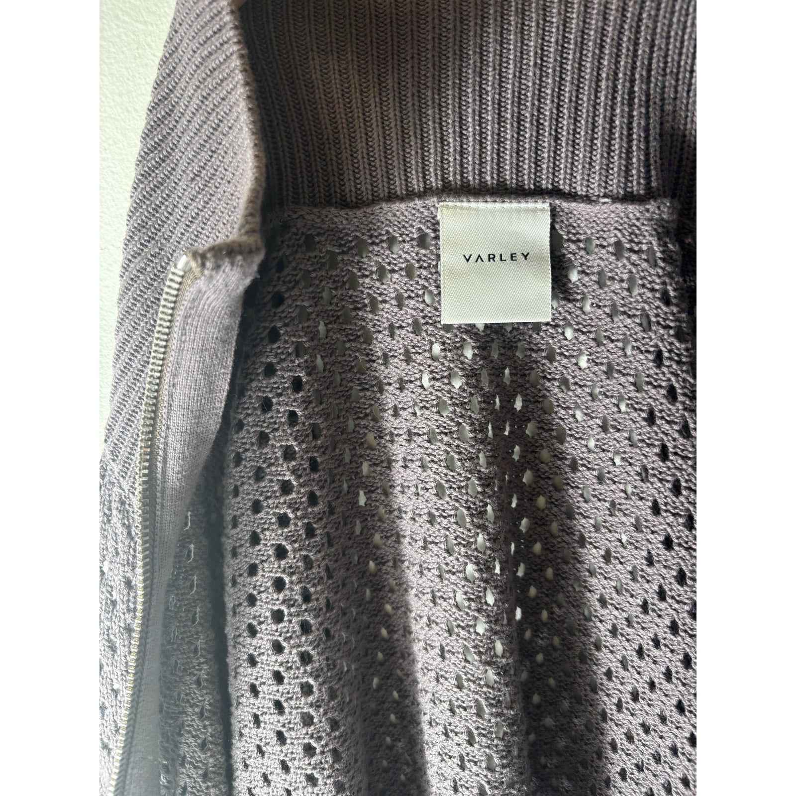 Varley Brown Front Zip Cardigan Sz S