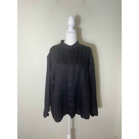 Shirin Guild Black Linen Long Sleeve Tunic and Pants Set size Large