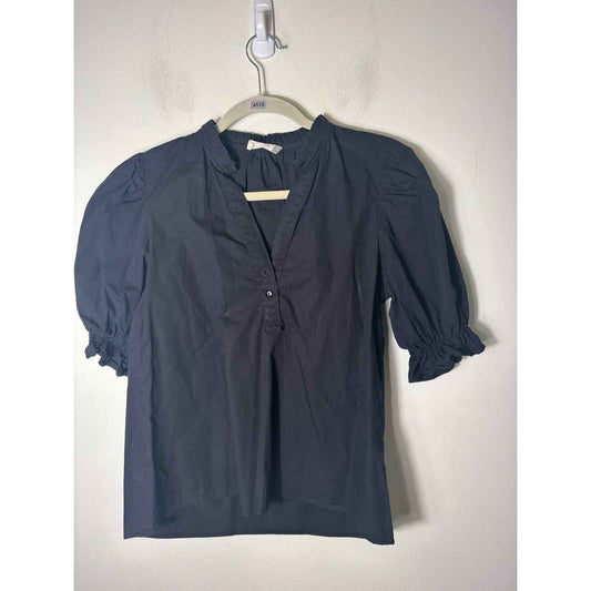 Maude Vivante Black Half Puff sleeve Cotton Shirt Sz S