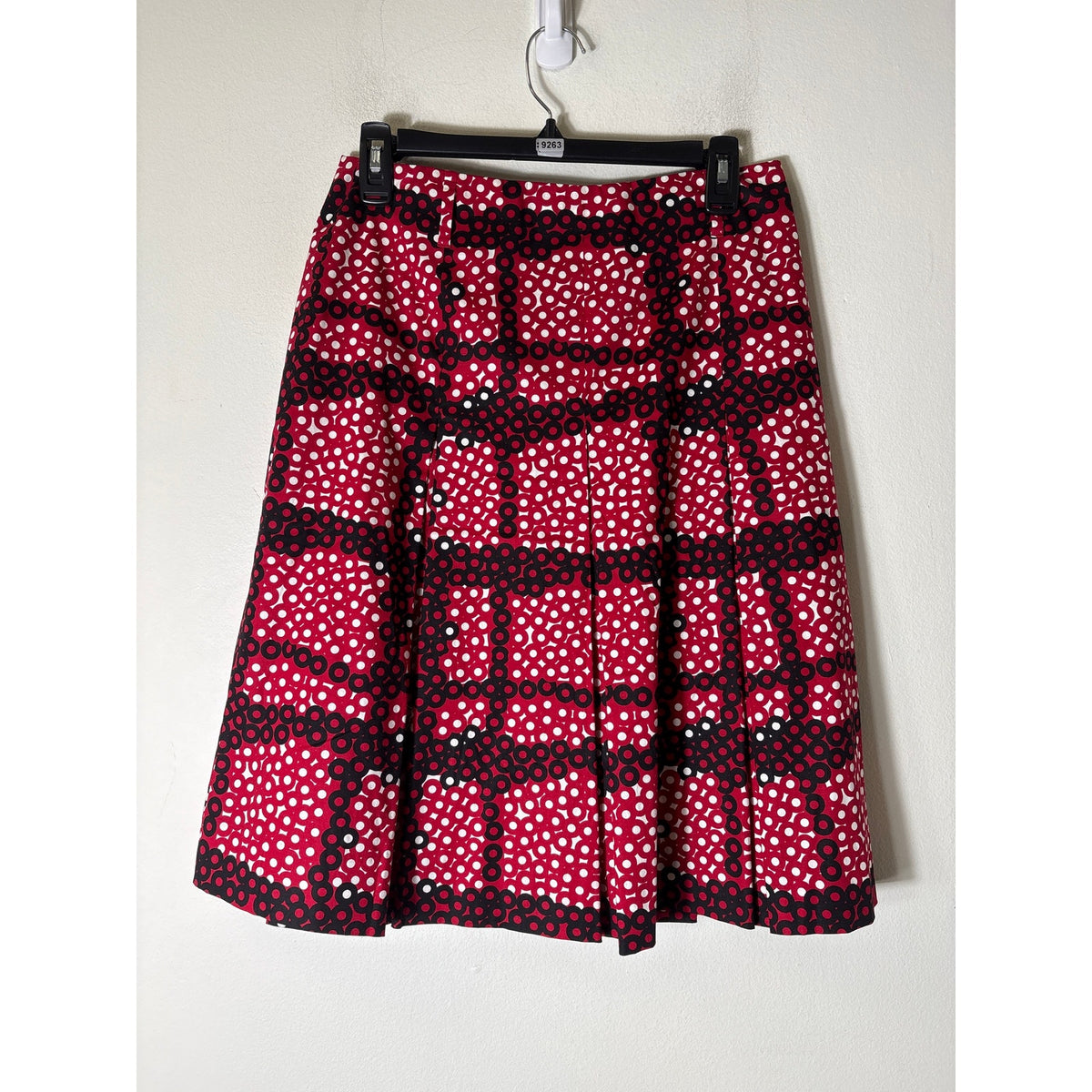 Carlisle Red,Black&WHite Circe Print Cotton Flare Skirt Sz 2