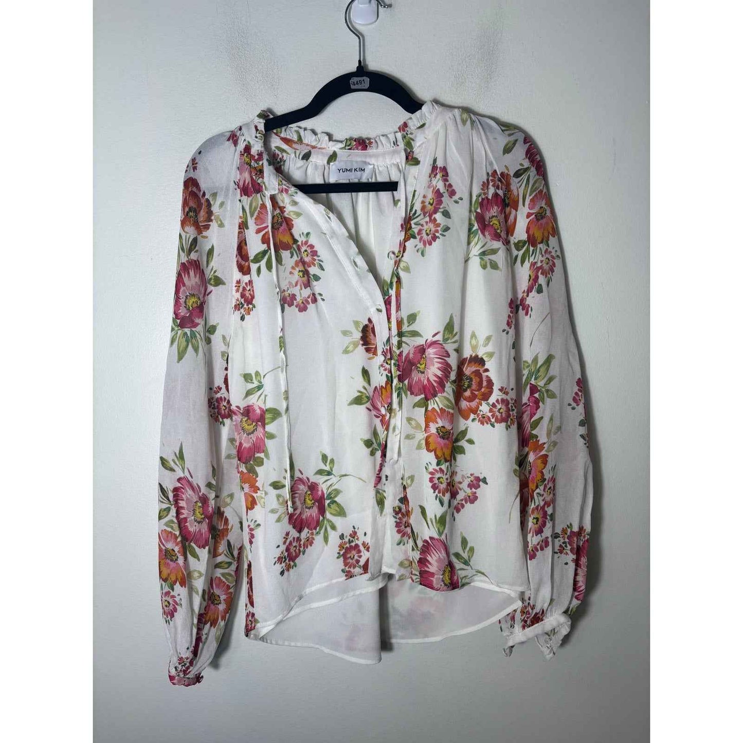 Yumi Kim White Floral Blouse Sz M
