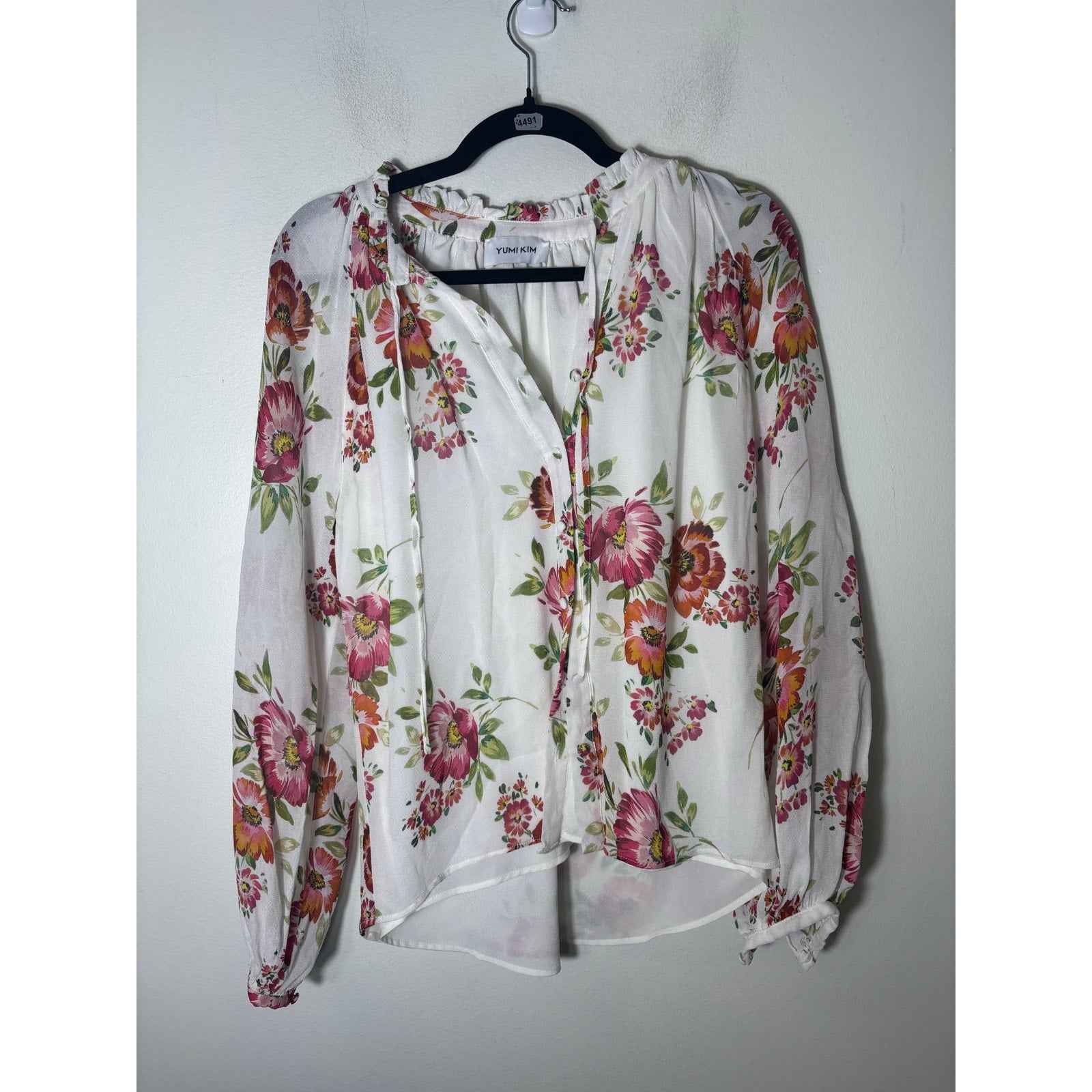 Yumi Kim White Floral Blouse Sz M