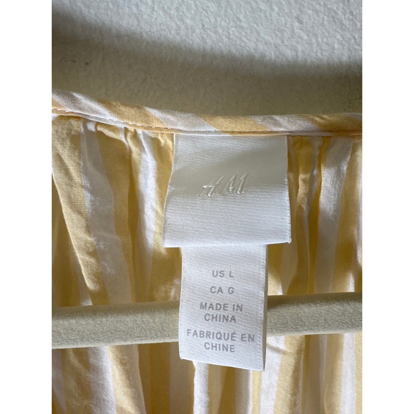 H&M Butter Yellow and White Stripe Tiered Dress Sz L