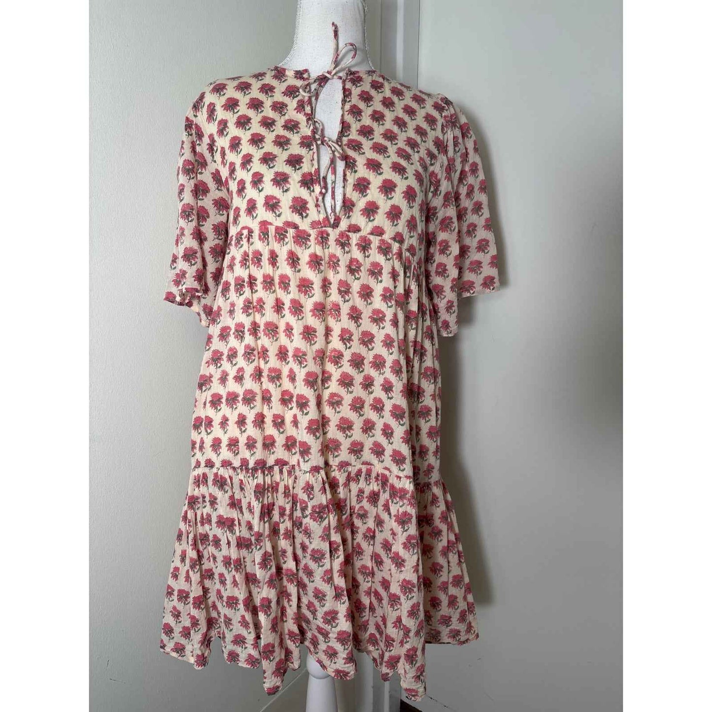 India Collection Emerson Fry Pink Floral Short Sleeve Mini Dress sz XS/S