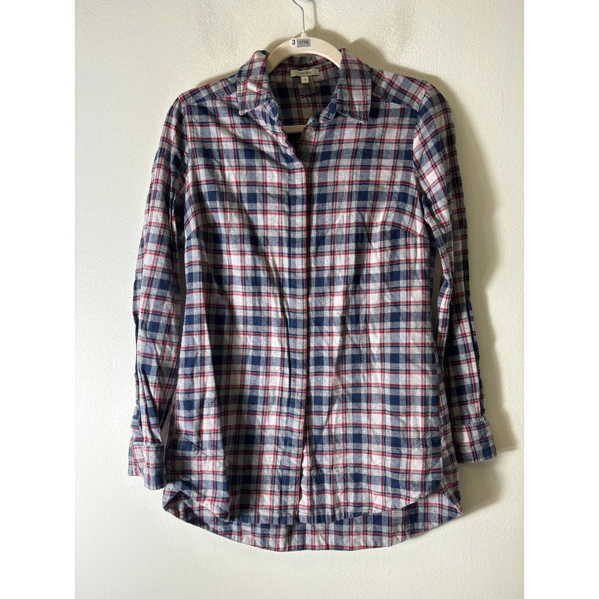 Tyler Boe Red Navy Plaid Flannel Button Up Shirt Sz XS