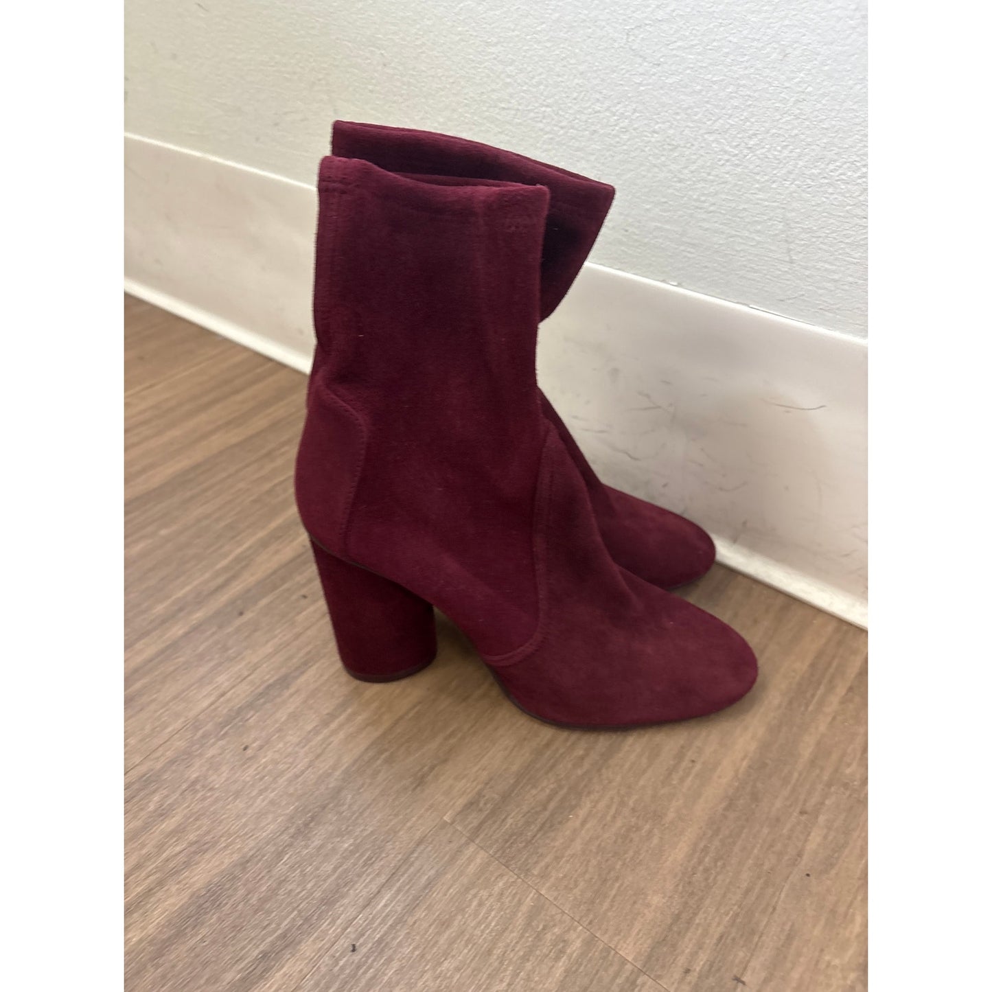 Stuart Weitzman Maroon Suede High Heel Bootie Sz 6