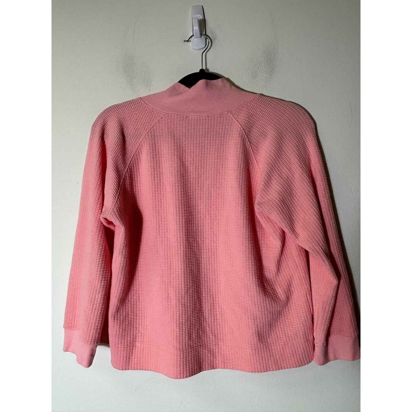 Lilla P Classic Pink Long Sleeve Waffle Knit Quarter Zip Pullover Sz S