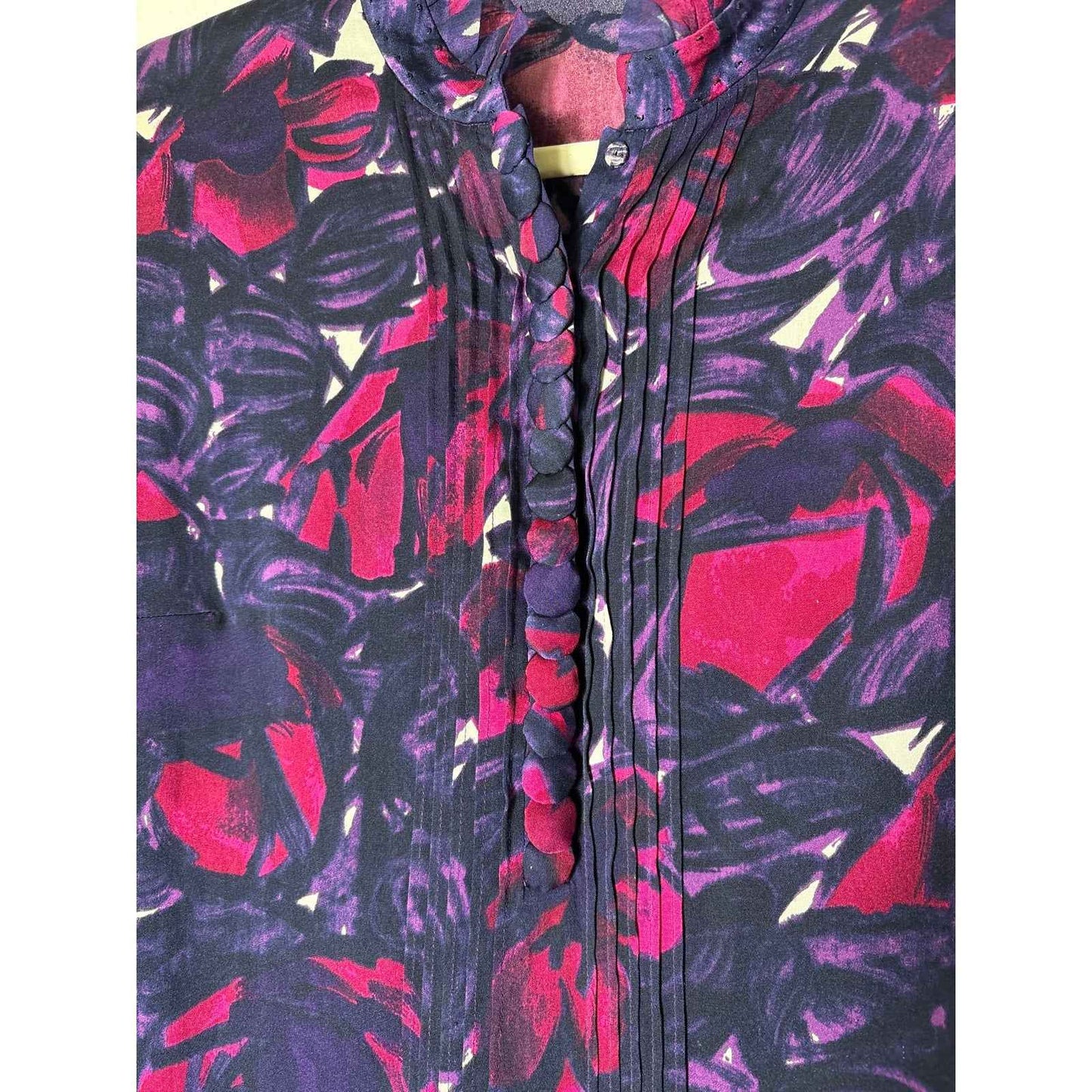 Elie Tahari Deep Purple Long Sleeve Silk Blouse Sz S