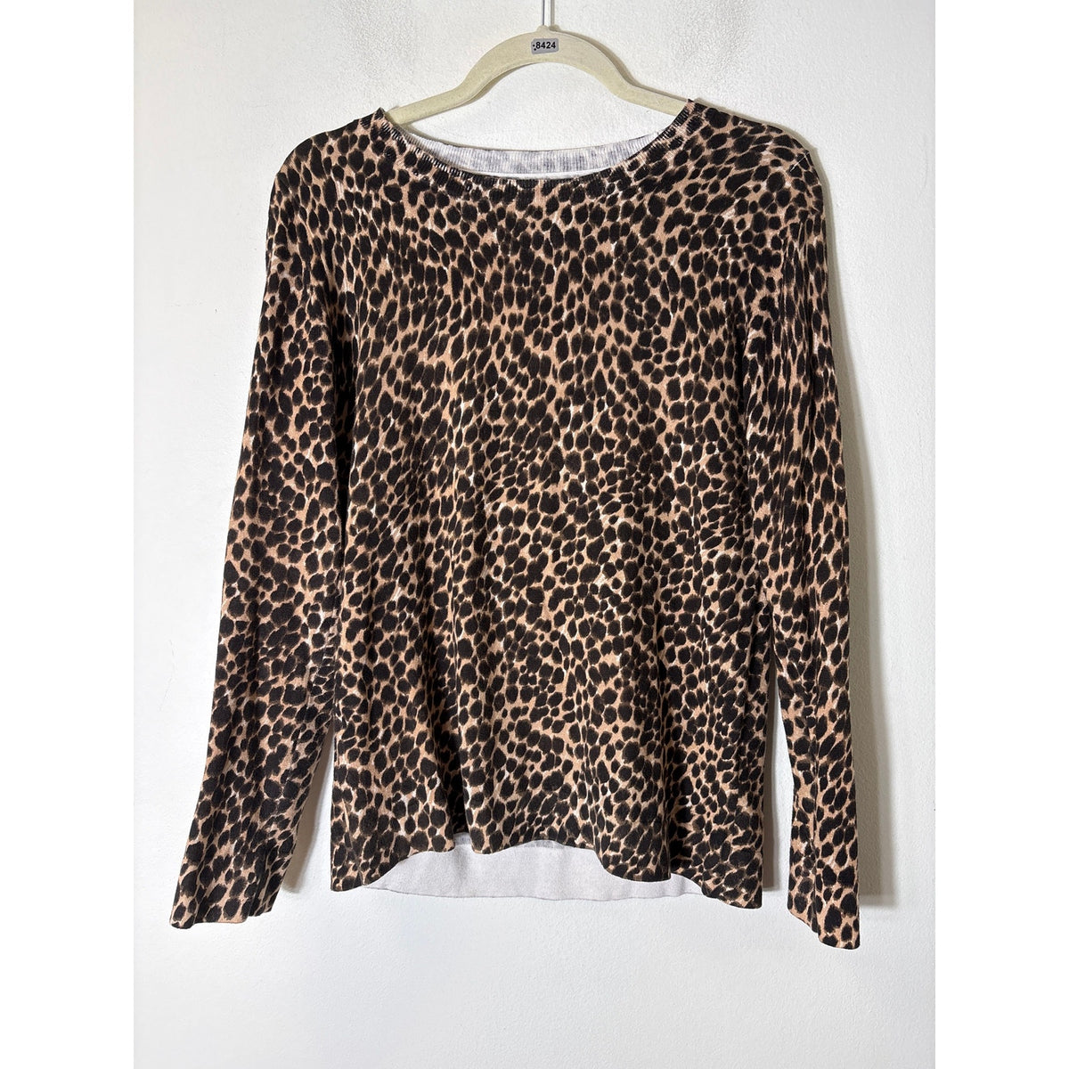 J. Crew Tan Cheetah Print Long Sleeve Cotton Knit Shirt Sz S