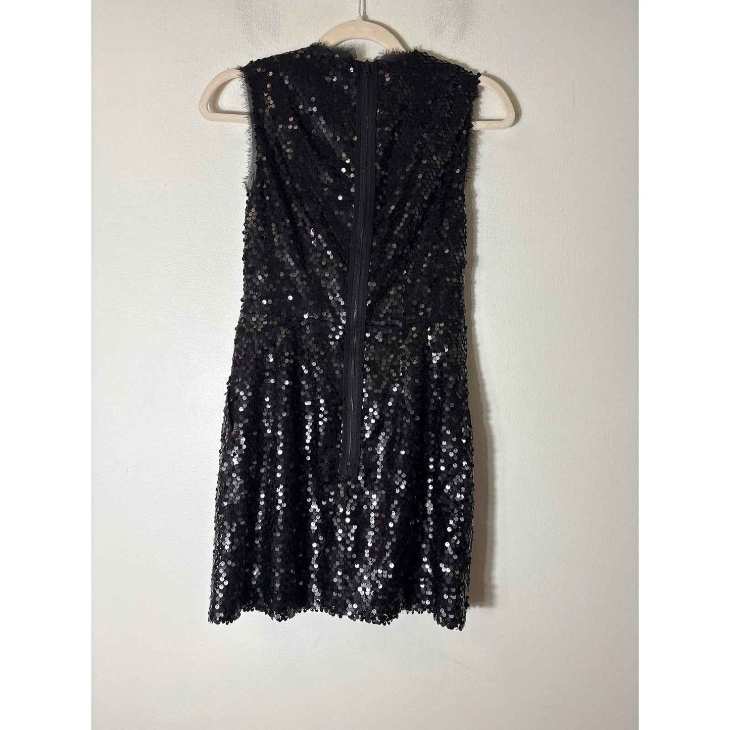 Nanette Lepore Black Sequin Cocktail Mini Dress Sz 0