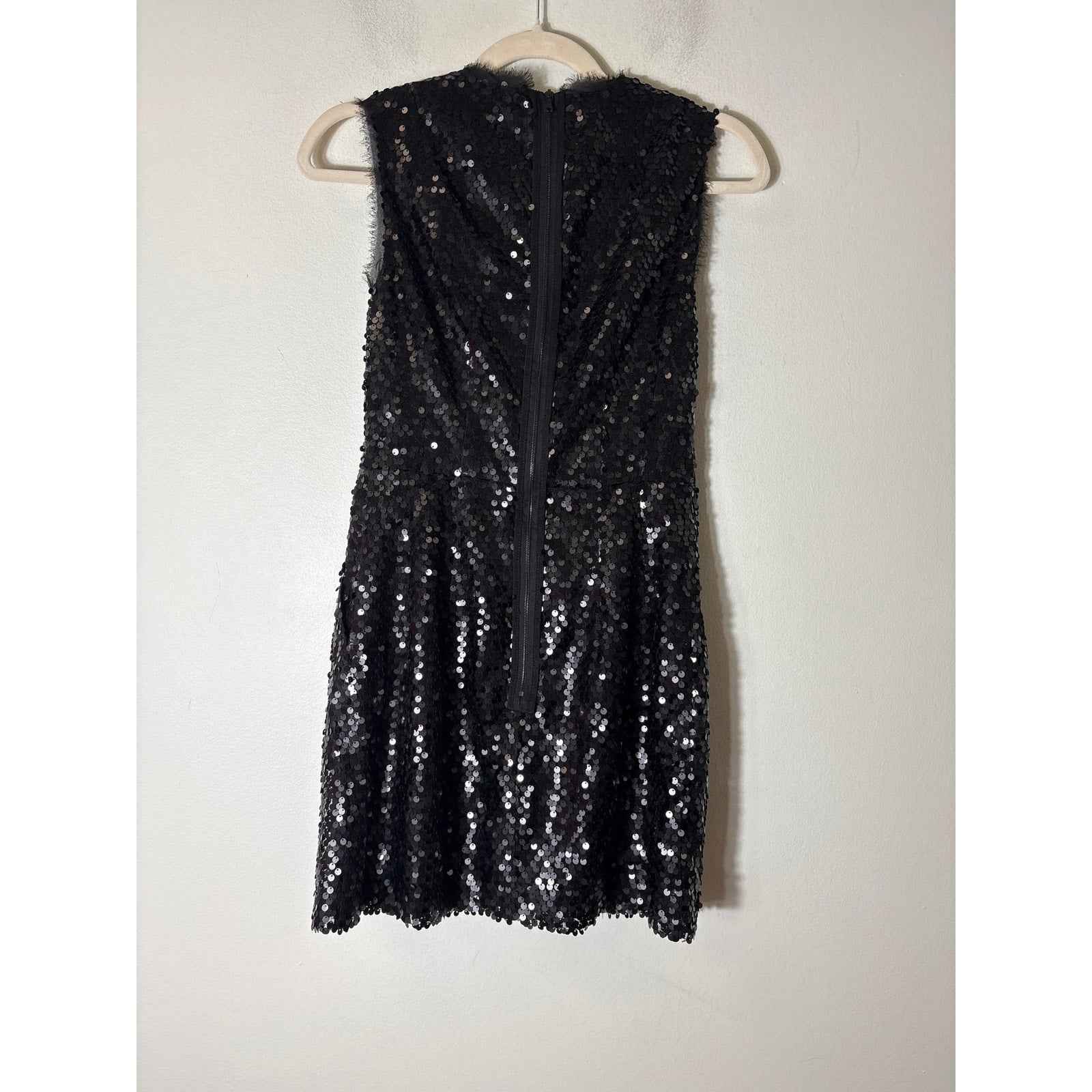 Nanette Lepore Black Sequin Cocktail Mini Dress Sz 0