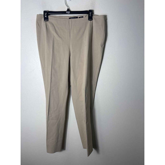 Lafayette 148 Khaki "Stanton" Side Zip Cropped Flat Front Pants Sz 10
