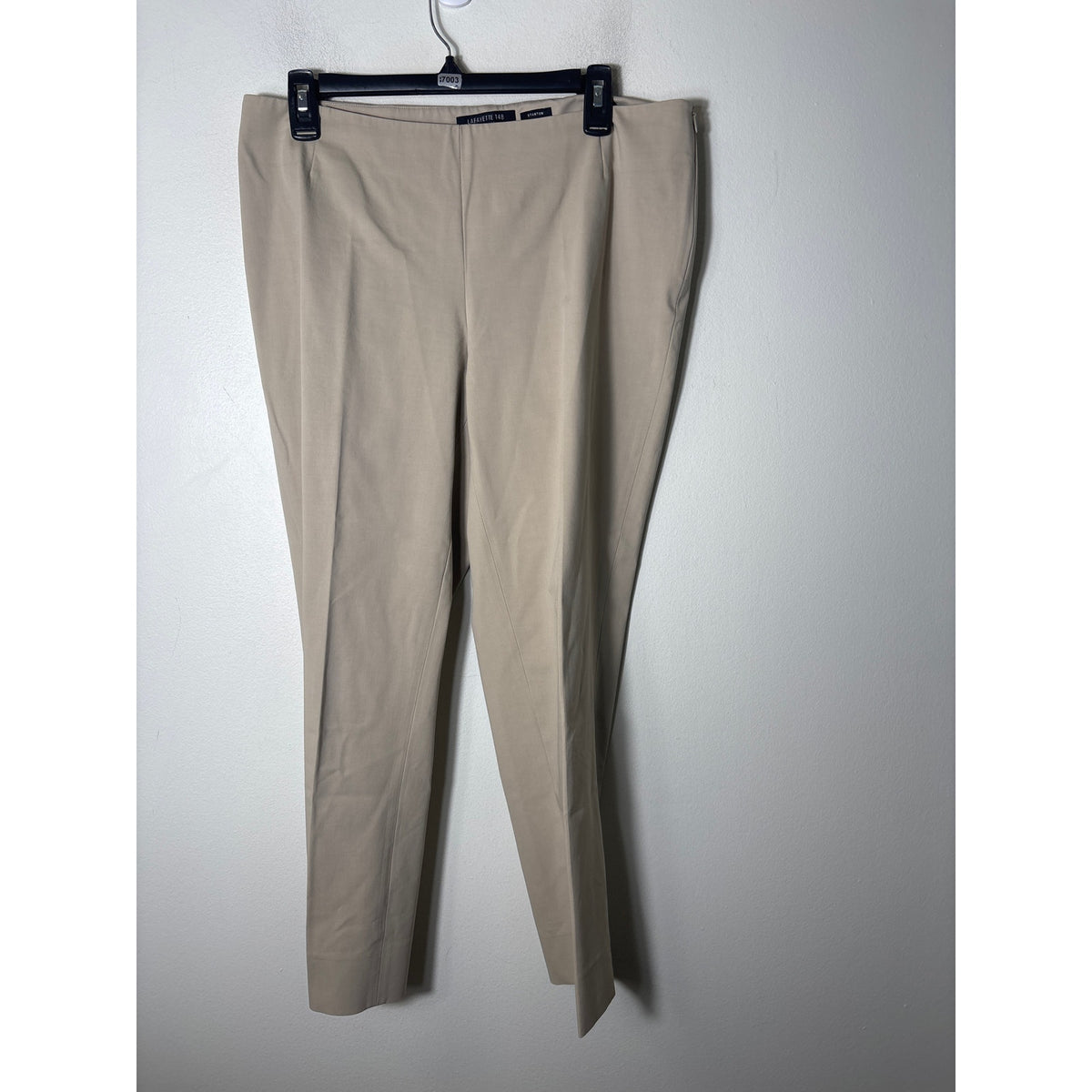 Lafayette 148 Khaki "Stanton" Side Zip Cropped Flat Front Pants Sz 10